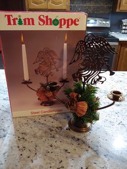 Trim Shoppe antique gold Angel Steel candle holder
