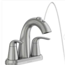 Luxury Bathroom Faucet With Fountain Mode 4 inch Center Set in Brushed Nickel