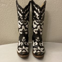 Corral black & white leather boots ladies size 7
