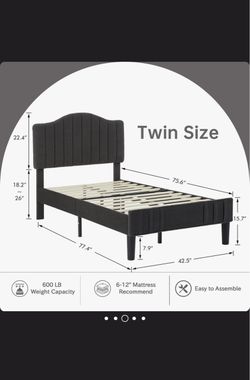Twin Size Upholstered Platform Bed Frame