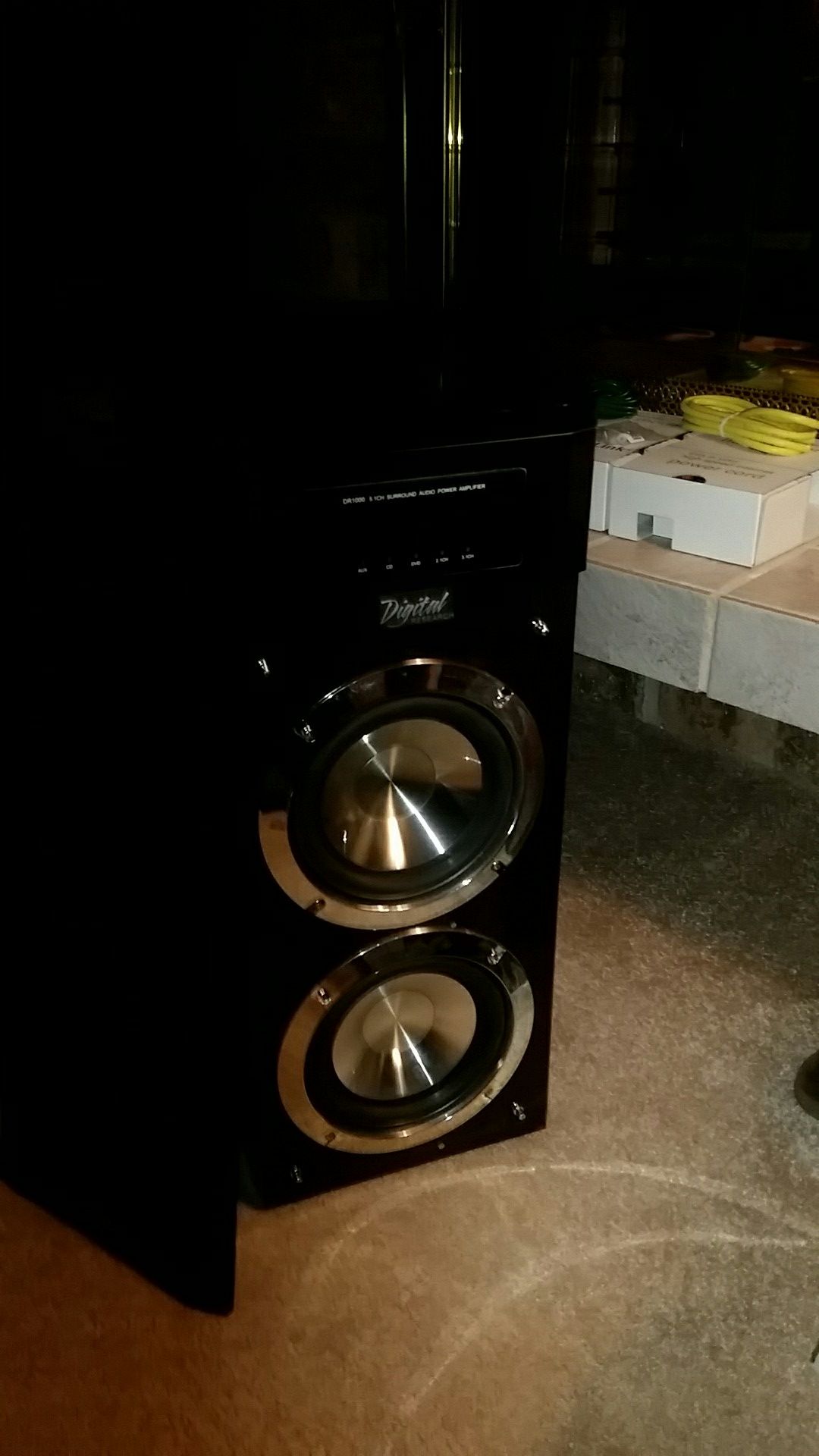 Digital Research DAV 5.1 + Amplifier DR-1000. Has 2 sub woofers installed in the amplifier itself.