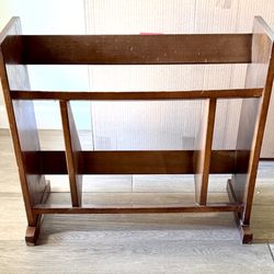 Vintage Mid-Century Modern Walnut Encyclopedia Record Bookcase 2 Shelf Shelves