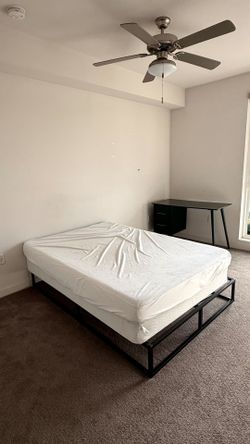 Full bed frame, sping box and mattress
