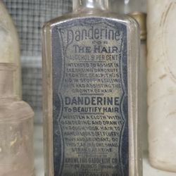 Antique Danderine For the Hair Bottle w/ Paper Label 5 fl oz Vintage