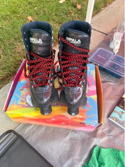 Blue Impala Roller Skates l with Red Laces