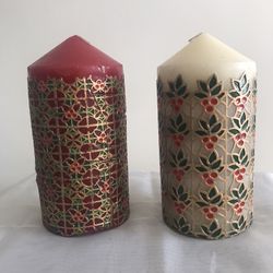 Christmas Candels Red, Cream Large Size