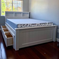 New Full Bed With Drawers And Mattress 