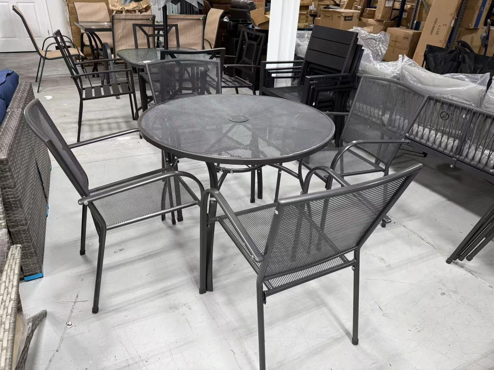 New Metal Patio Table and Chairs Set for 4, Outdoor Dining Sets Patio Dining Table Furniture Set