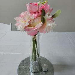Centerpieces - Pink and Silver