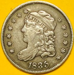 1835 U.S. CAPPED BUST SILVER HALF 1/2 DIME 5c COIN (VF/XF)