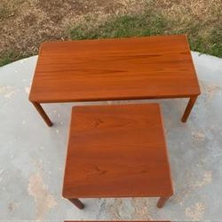 Gorgeous Vintage mid Century Modern Danish Solid Teakwood Trioh Coffee And End Tables Made In Denmark!  