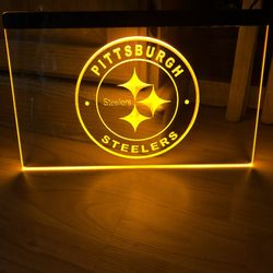  PITTSBURGH STEELERS LED NEON GOLD LIGHT SIGN 8x12