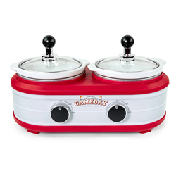 Gameday 1.25-Qt. Double Pot Ceramic Slow Cooker and Food Warmer with Lids (2.5-Qt. total)