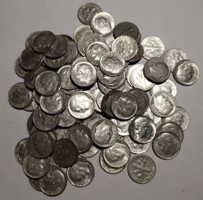 Lot of 70 silver Roosevelt dimes ~ 90% silver