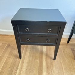 Black Wooden Nightstand Side Table with 2 Drawers 