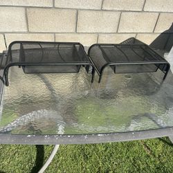 Sucasa Black Metal Mesh Storage Slot Monitor Stand w/ Drawer