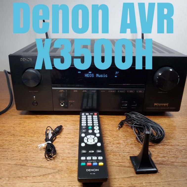 Denon Bluetooth AVR X3500H 7.2 Channel Receiver WI-FI Heos Apple Airplay 2 Phono Dolby Atmos Remote Microphone