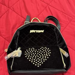 Betsey Johnson Velvet Backpack With Purse