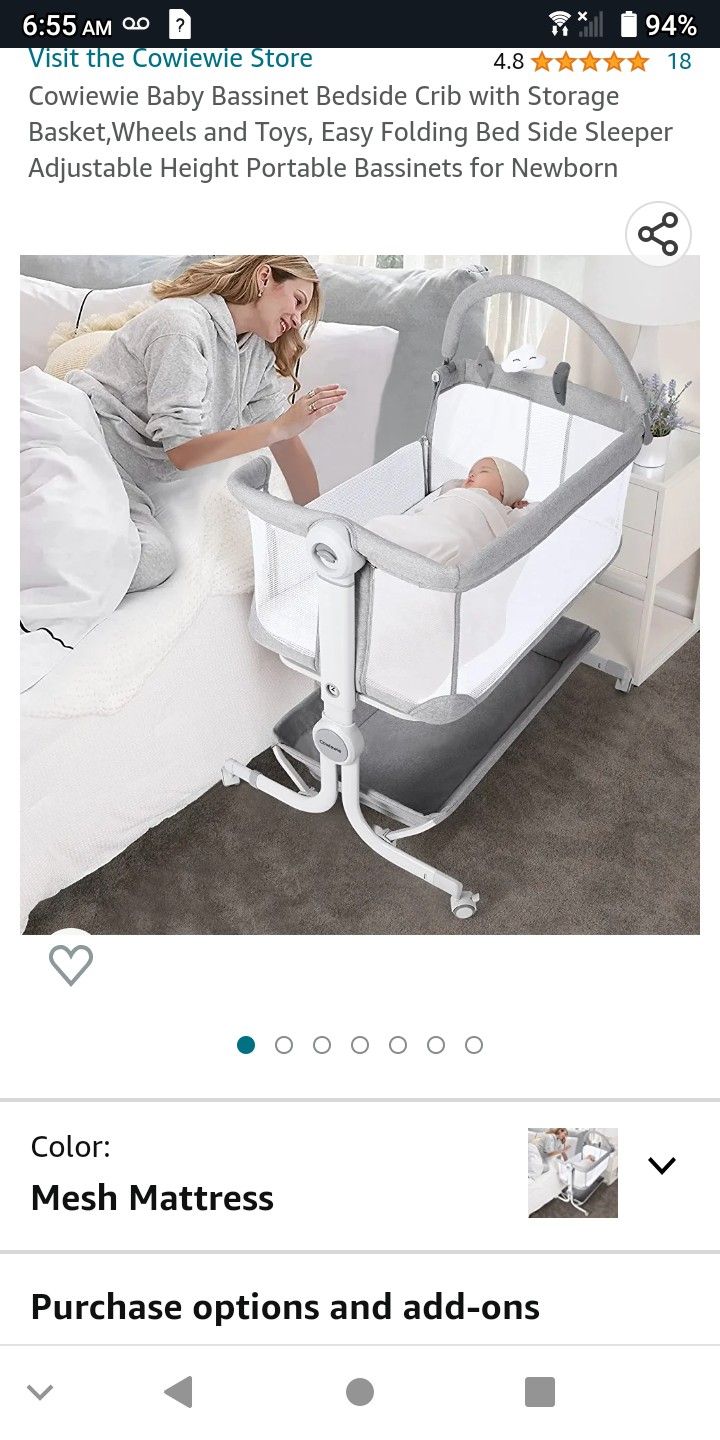 NEW IN BOX. Baby Bedside Sleeper Bassinet Cradle with toy bar. Cuna Moises portatíl con juguete