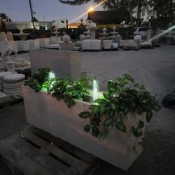 Concrete Large Rectangular Planters or Water Fountain / Cement Backyard Patio Garden Planter Pots / Outdoor Fountains