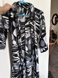 Y2K Vintage Black Grey White Psychedelic Print Button Up Collared Dress