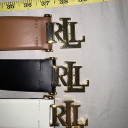 Lauren Ralph Lauren Leather Belts (3) – Black, Brown & White – Great Condition