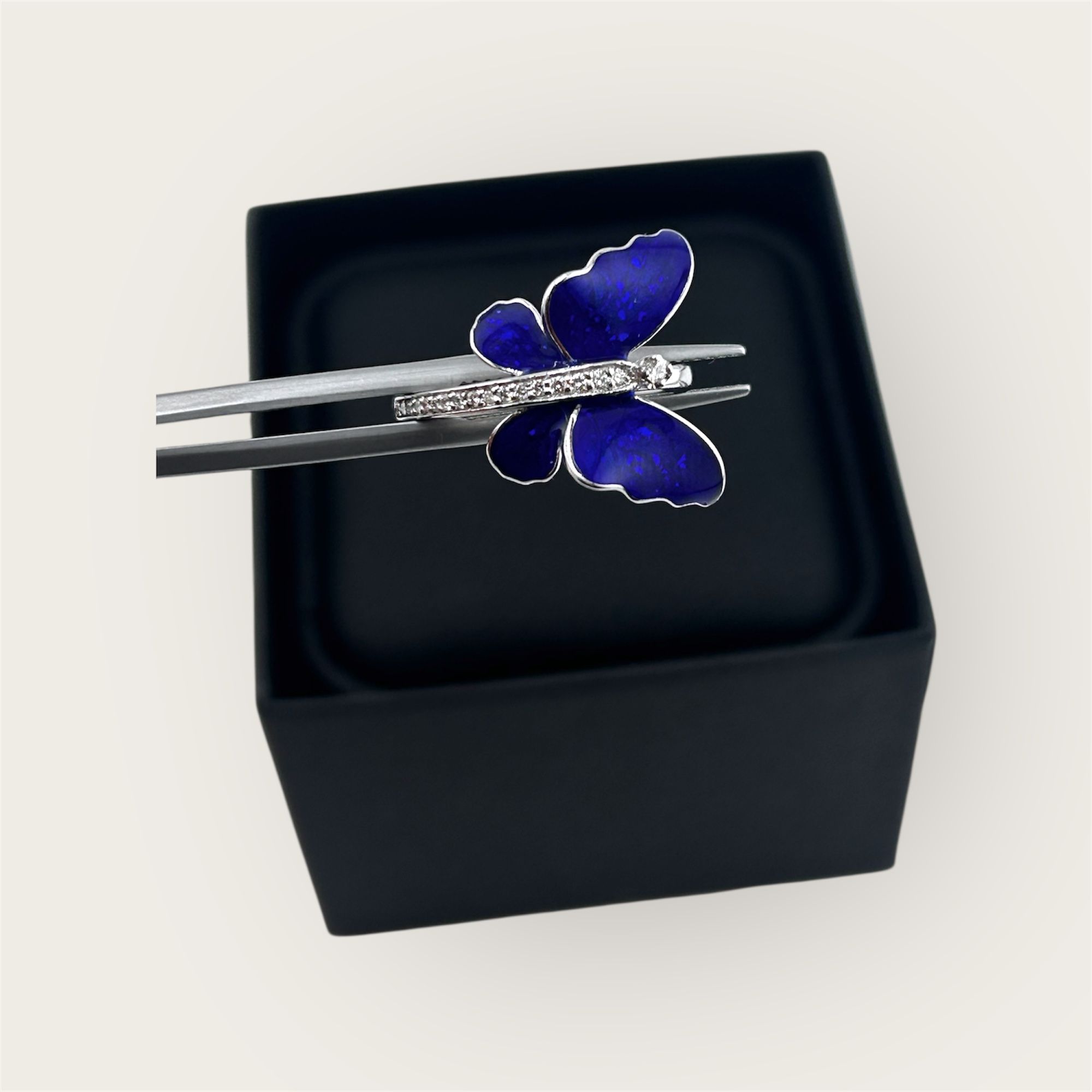 Lab Diamond Blue Enamel Diamond Ring