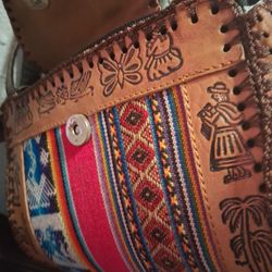 Peruvian Leather Hand Tooled Purse/Crossbody 