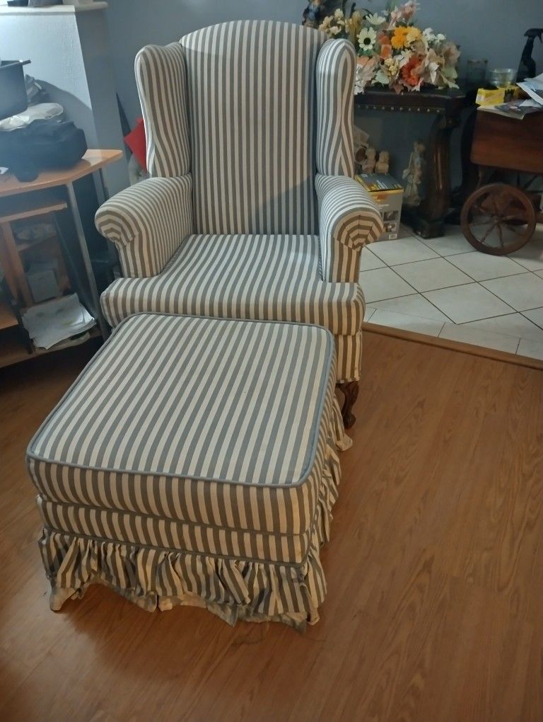 Vintage Chair With Ottoman