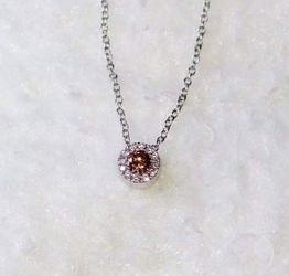 Custom Made Chocolate Diamond Necklace Pendant w/ 18 Vanilla Diamonds Surrounding it