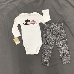 NWT Size 18 M Carter’s Baby Cotton 2 Pc Outfit Set White Body 