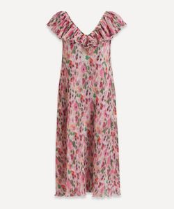 Pleated Georgette Midi Dress