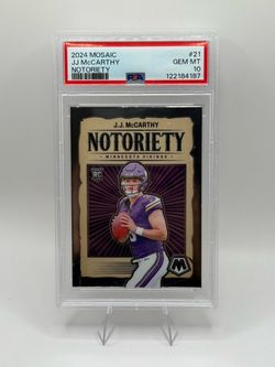 💎 2024 Panini Mosaic JJ McCarthy “Notoriety” Insert #21 PSA 10 GEM MINT💎