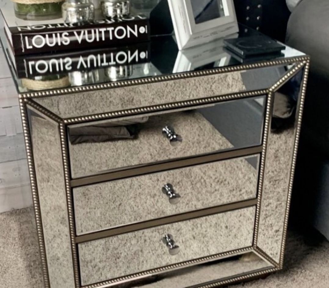 Mirrored Designer Dresser and Nightstand
