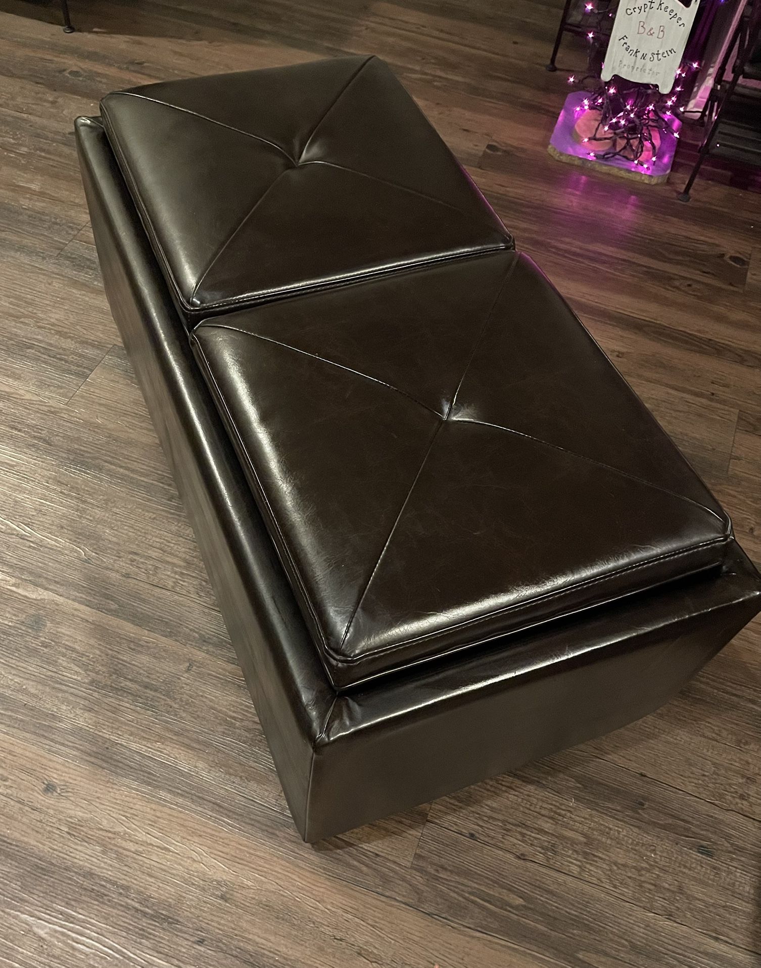 Brown Leather Ottoman