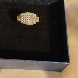 14k Gold Overlay Diamond Men's Dinner Ring
