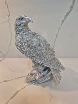 Silver Eagle Figurine, Statue Bird Decor
