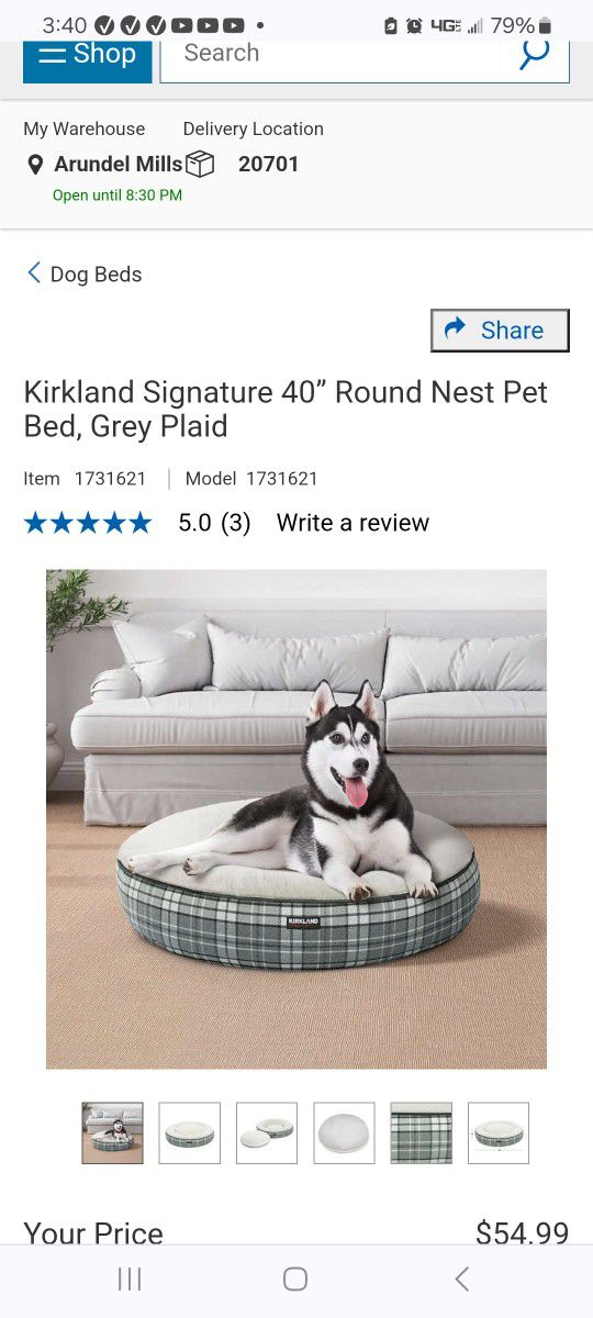 Kirkland Signature  40" Round Pet Bed/nest