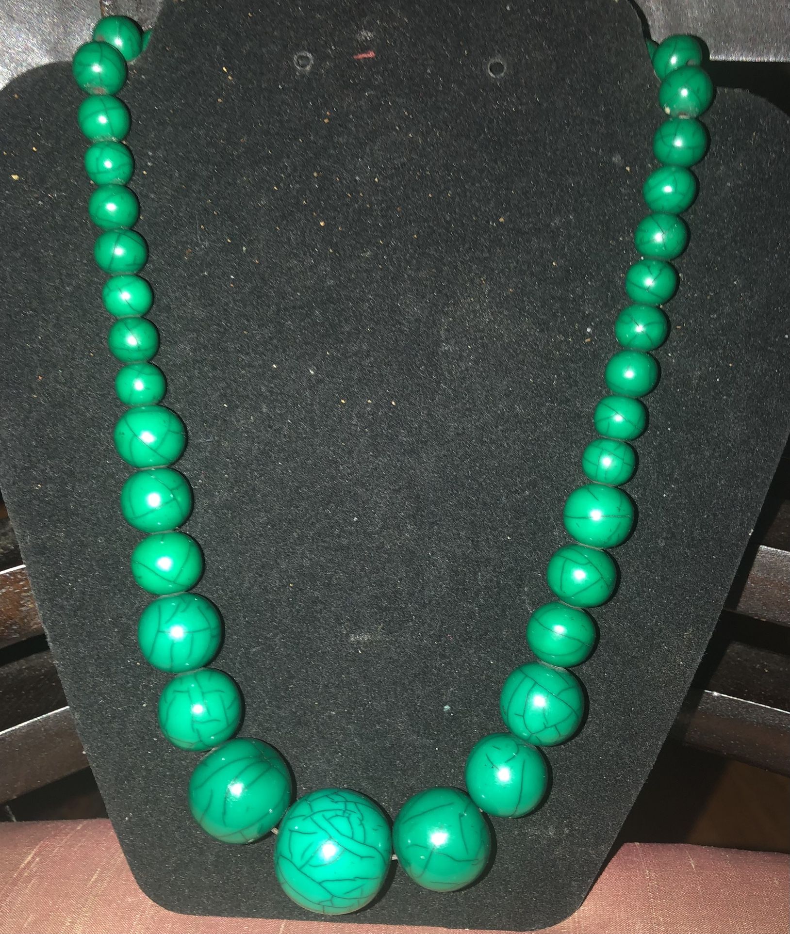 Turquoise Faux Bead Necklace Approximately 18” Perfect Shape