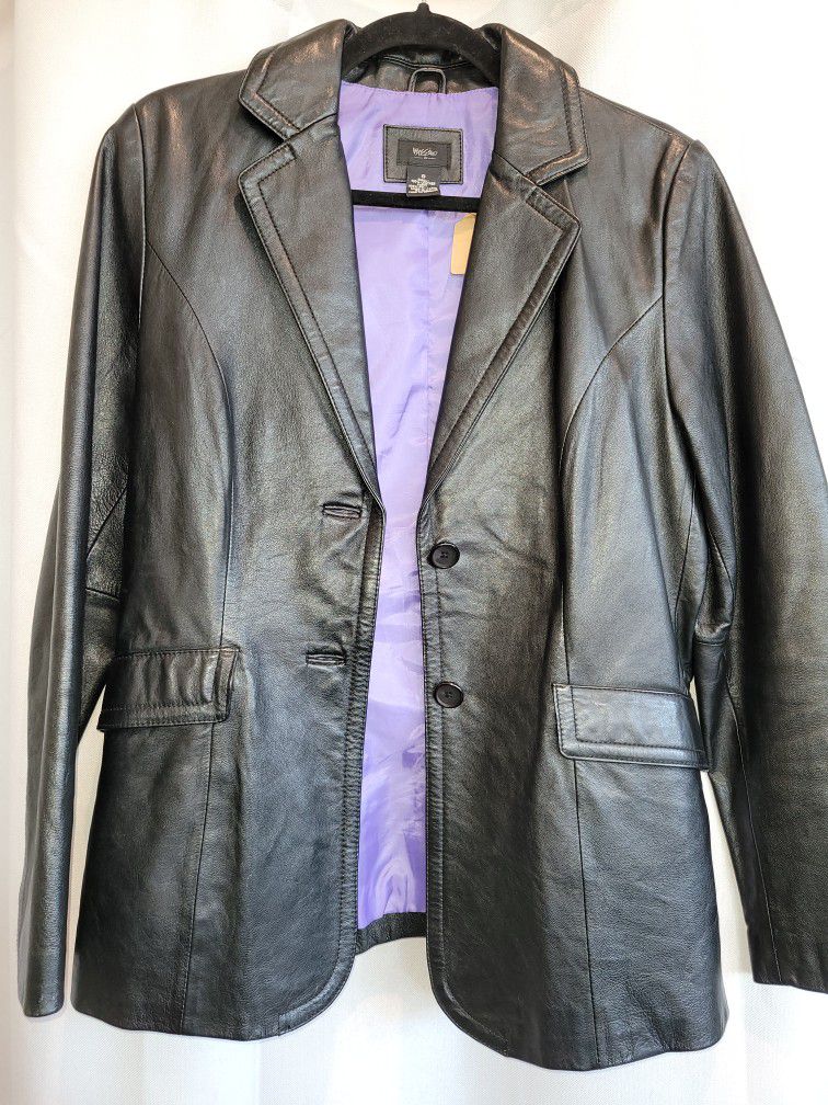 Mossimo Black Leather Blazer Jacket, Size S