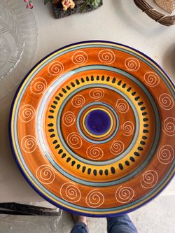 Pier 1 Italian Swirl Handpainted Earthenware Plate - 15”