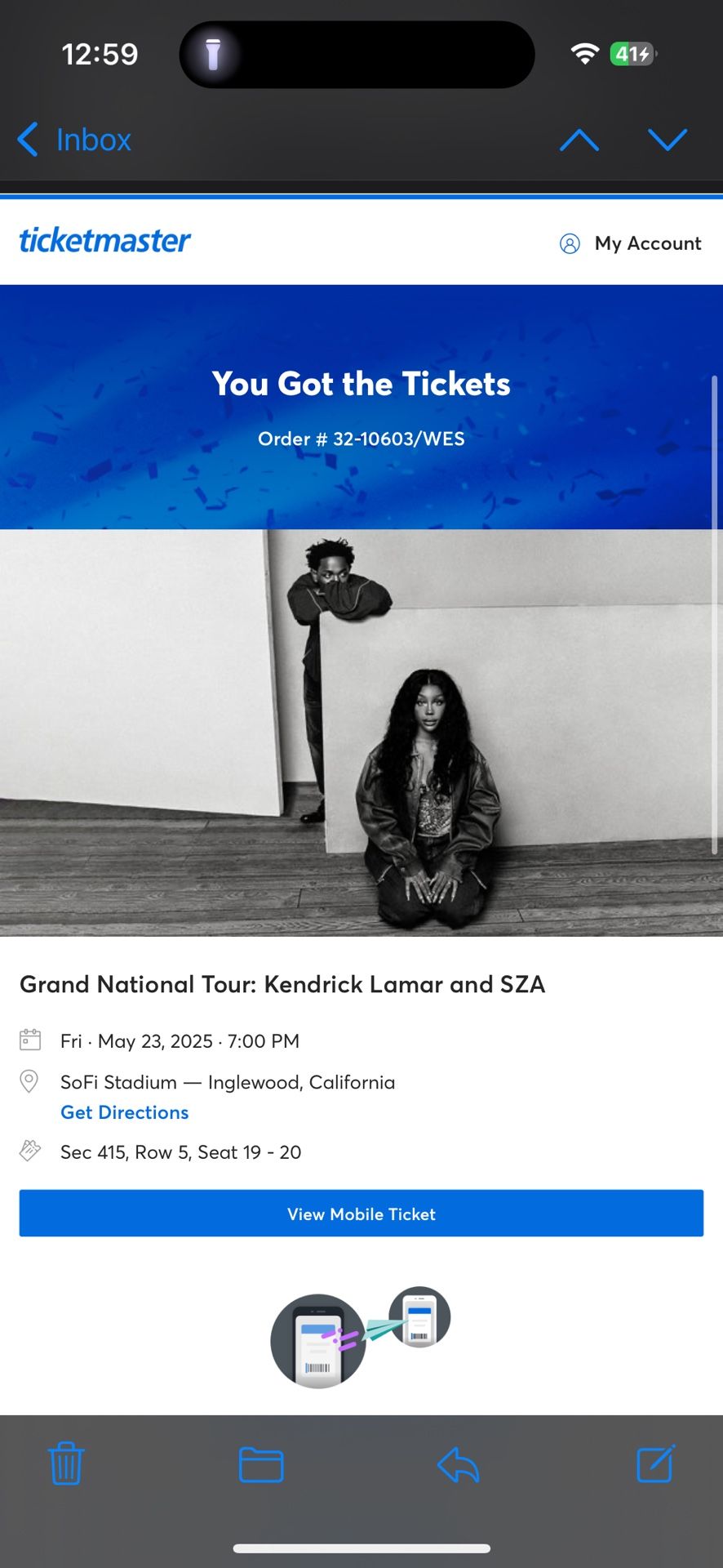 Kendrick  Lamar Sofi Stadium Tickets May 23, 2025