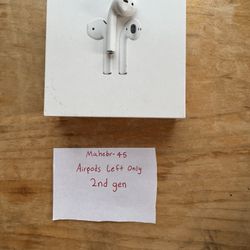 Apple Airpods 2nd Generation Left Earbud Replacement - White - Fair Condition 