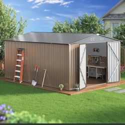 $520!!! 10’x14’ Brown Metal Storage Shed NO Base