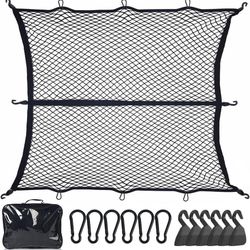 new Cargo Net for Pickup Truck Bed, Highly Elastic Truck Cargo Net, 4' x 4' Stretches to 8'x8' Truck Bed Cargo Net，Cargo Net with 6 Pcs Metal Carabine