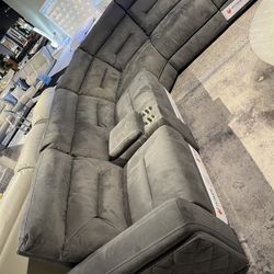 Dark Grey Reclining Couch Set