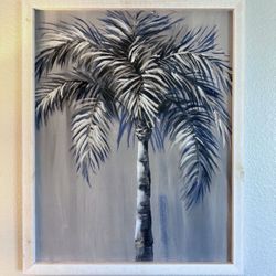 Framed Palm Tree Painting