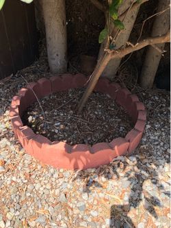 Red Concrete Scalloped Garden Edging Stones – Tree Rings