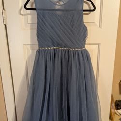Girls Party Dress- Dusty Blue