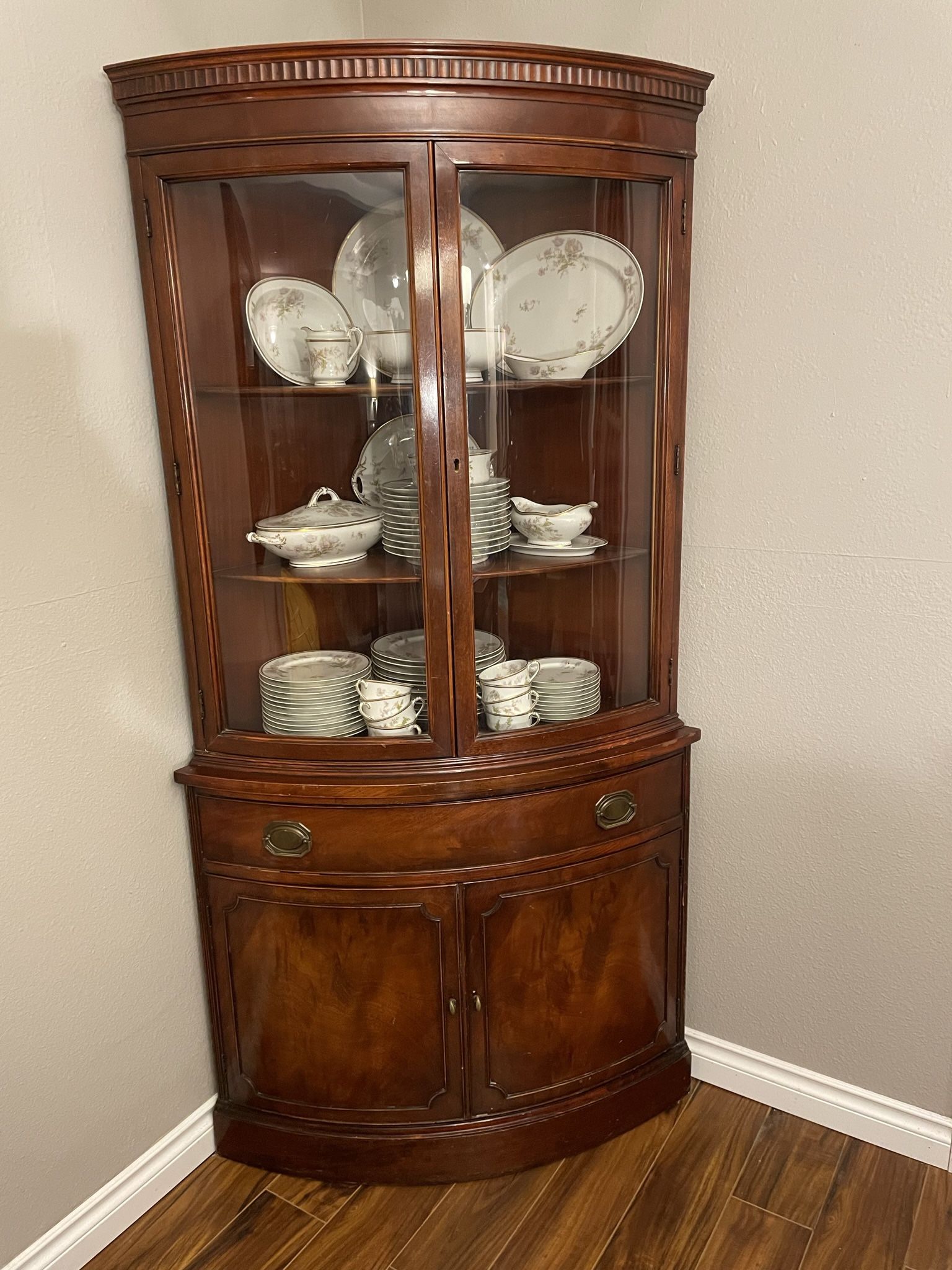Antique Corner China Cabinet Hutch